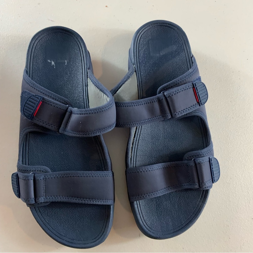 FitFlop Men’s Gogh Moc Adjustable Slide sandals Nubuck two bar sandals Size 12